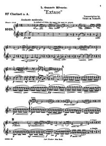 Partition clarinette 1, 2 (A), Extase, Rêverie, D major, Ganne, Louis
