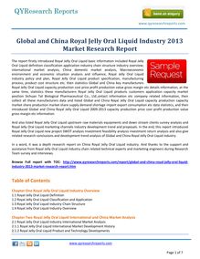 Market Study on Global And China Royal Jelly Oral Liquid Industry 2013 by qyresearchreports.com