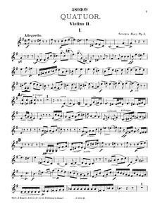 Partition violon 2, corde quatuor No.1, Op.5, E minor, Alary, Georges