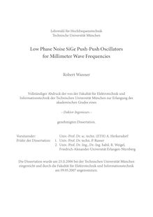 Low phase noise SiGe push-push oscillators for millimeter wave frequencies [Elektronische Ressource] / Robert Wanner