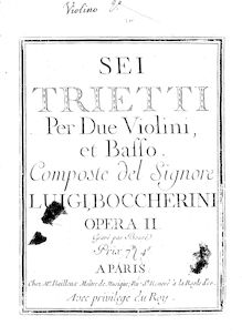Partition violon 2, 6 corde Trios, G.77-82, Boccherini, Luigi