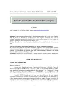 Datos sobre algunos Carábidos de la Península Ibérica (Coleoptera). (Information about some Carabids of the Iberian Peninsula (Coleoptera))