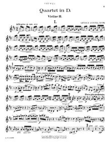Partition violon II, corde quatuor No.3 en D major, Op.70, D major