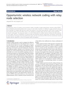 Opportunistic wireless network coding with relay node selection