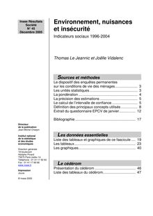 Environnement, nuisances et insécurité - Indicateurs sociaux 1996-2004 