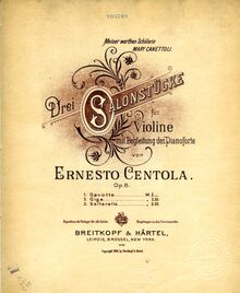 Partition couverture couleur, Drei Salonstücke, Op.8, Centola, Ernesto par Ernesto Centola
