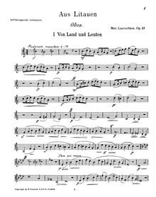 Partition hautbois , partie, Aus Litauen, Op.23, Suite für Blasinstrumente