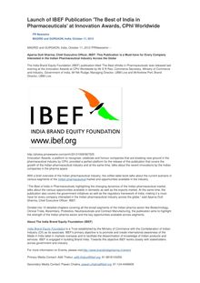 Launch of IBEF Publication  The Best of India in Pharmaceuticals  at Innovation Awards, CPhI Worldwide
