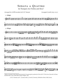 Partition ténor, Sonata a Quattro, Corelli, Arcangelo