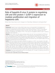 Role of hepatitis B virus X protein in regulating LIM and SH3 protein 1 (LASP-1) expression to mediate proliferation and migration of hepatoma cells
