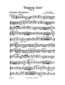 Partition Soprano Saxophone (B♭), Hungarian Dances, Ungarische Tänze