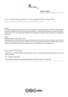 Les marchands grossiers et les apothicaires rouennais - article ; n°326 ; vol.88, pg 203-208