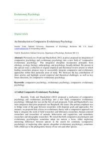 An introduction to comparative evolutionary psychology