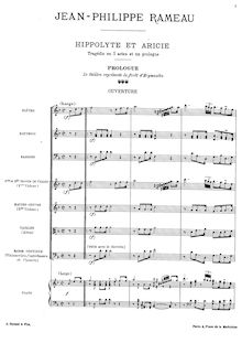 Partition Prologue, Hippolyte et Aricie, Tragédie en musique en cinq actes et un prologue