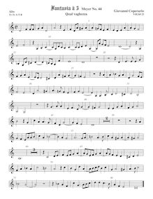 Partition ténor viole de gambe 1, aigu clef, Fantasia pour 5 violes de gambe, RC 46