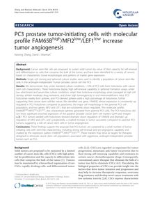 PC3 prostate tumor-initiating cells with molecular profile FAM65Bhigh/MFI2low/LEF1lowincrease tumor angiogenesis