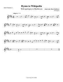 Partition Alto clarinette 2 (en E♭), Hymn to Wikipedia, D major