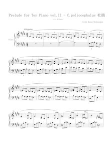 Partition , Cuculus poliocephalus 杜鵑, 12 préludes pour Toy Piano