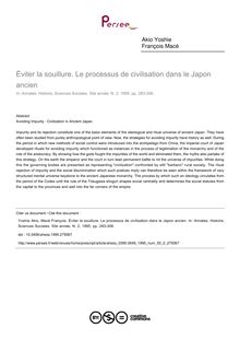 Éviter la souillure. Le processus de civilisation dans le Japon ancien - article ; n°2 ; vol.50, pg 283-306