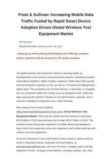 Frost & Sullivan: Increasing Mobile Data Traffic Fueled by Rapid Smart Device Adoption Drives Global Wireless Test Equipment Market