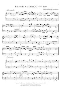 Partition complète, Partita en A minor, GWV 150, A minor, Graupner, Christoph par Christoph Graupner