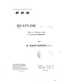 Partition complète, corde quatuor No. 1, E minor, Saint-Saëns, Camille