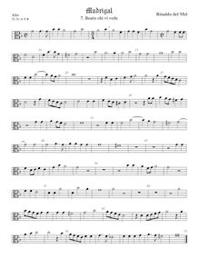 Partition ténor viole de gambe 1, alto clef, madrigaux pour 5 voix par  Rinaldo del Mel par Rinaldo del Mel