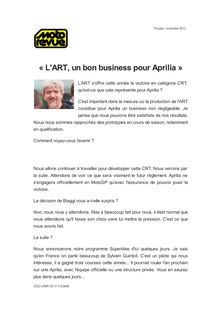 « L ART, un bon business pour Aprilia »