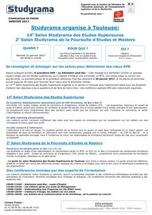Studyrama organise deux salons d orientation à Toulouse, le 21 janvier 2017