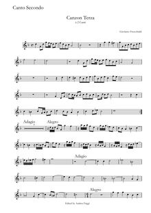 Partition Canto secondo, Canzon Terza à 2 Canti, Frescobaldi, Girolamo