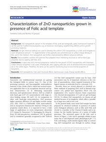 Characterization of ZnO nanoparticles grown in presence of Folic acid template
