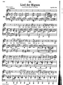 Partition , Lied der Mignon ( Nur wer die Sehnsucht kennt )transposition pour low voix, 4 Gesänge aus  Wilhelm Meister , D.877 (Op.62)