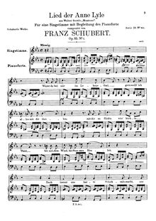 Partition complète, Lied der Anne Lyle, Annot Lyle s Song, Schubert, Franz par Franz Schubert