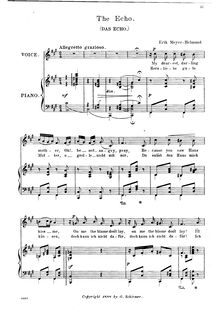Partition , Das Echo (F♯ minor), Drei chansons, Meyer-Helmund, Erik