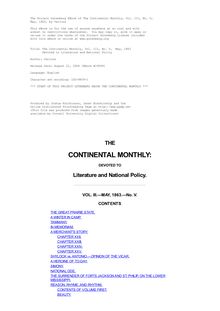 The Continental Monthly, Vol. III, No. V,  May, 1863 - Devoted to Literature and National Policy