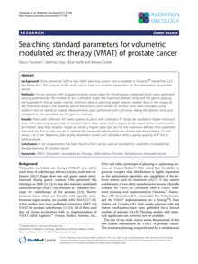 Searching standard parameters for volumetric modulated arc therapy (VMAT) of prostate cancer