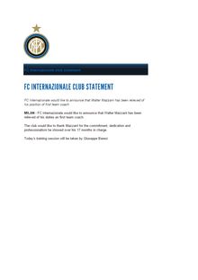L Inter Milan limoge Walter Mazzari