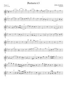 Partition ténor viole de gambe 1, octave aigu clef, fantaisies pour 5 violes de gambe par John Jenkins par John Jenkins