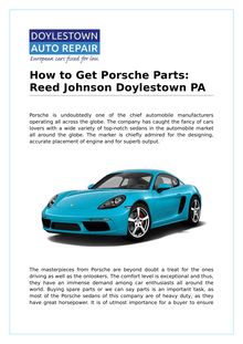 How to Get Porsche Parts: Reed Johnson Doylestown PA