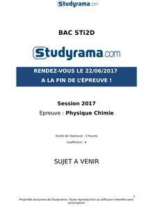 Sujet Bac STI2D 2017 - Physique - chimie