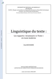 [tel-00452551, v1] Linguistique du texte: les rapports "Grammaire ...