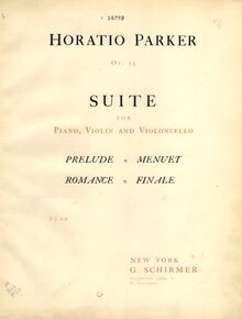Partition couverture couleur,  pour Piano Trio, Op.35, A Major, Parker, Horatio