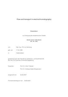 Flow and transport in electrochromatography [Elektronische Ressource] / von: Ivo Nischang