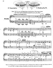 Partition , Transcription of an air from Pergolesi s  Tre giorni , L Art du Chant appliqué au Piano, Transcriptions des célèbres Oeuvres des grandes Maitres, Op.70