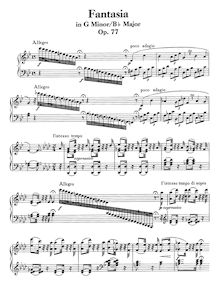Partition complète, Fantasia en G Minor / B Major, Fantasia for Piano in G minor