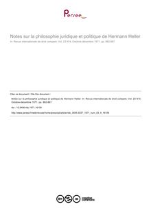 Notes sur la philosophie juridique et politique de Hermann Heller - article ; n°4 ; vol.23, pg 862-867