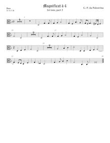 Partition viole de basse, alto clef, Magnificat Primi Toni, Palestrina, Giovanni Pierluigi da