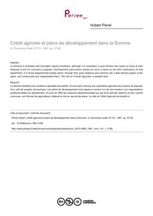 Crédit agricole et plans de développement dans la Somme - article ; n°1 ; vol.141, pg 37-40