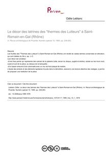 Le décor des latrines des thermes des Lutteurs à Saint-Romain-en-Gal (Rhône) - article ; n°1 ; vol.10, pg 239-263