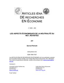 THE ECONOMICS OF NET NEUTRALITY REVISITED_French